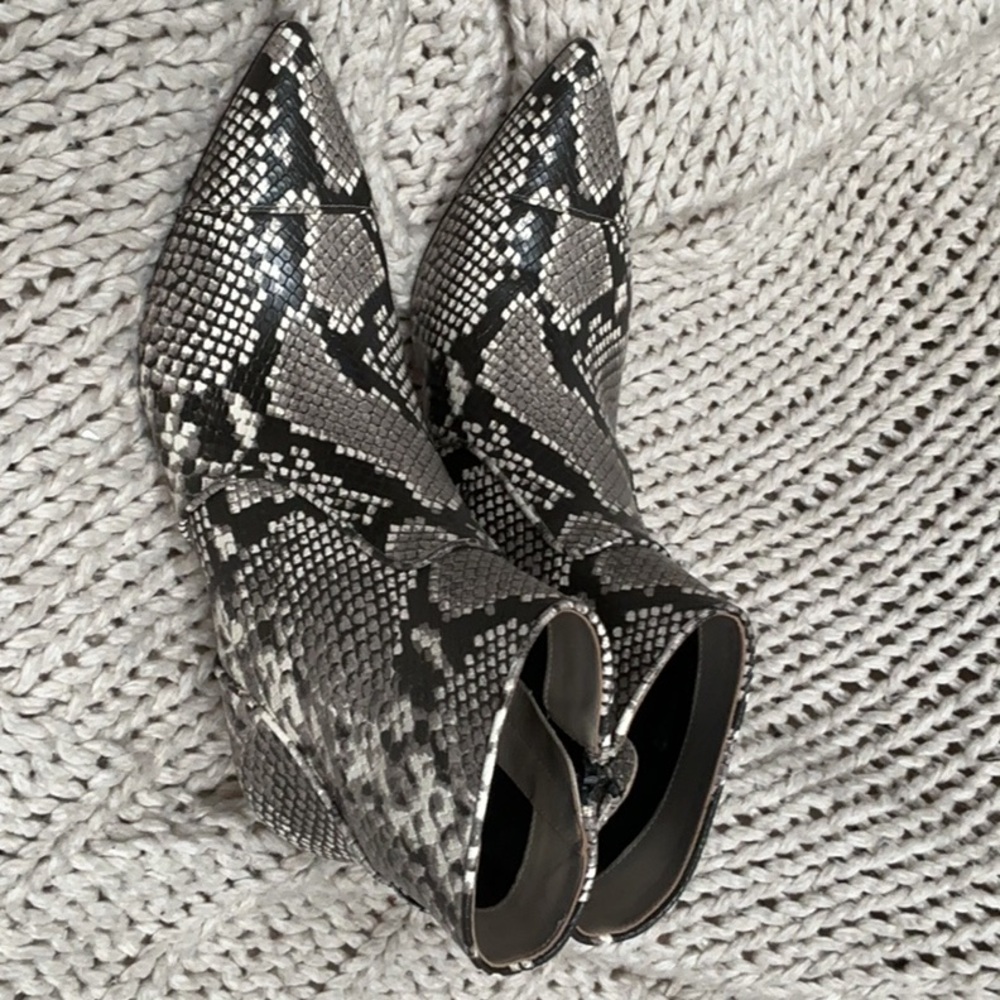 Michael Kors Black and Gray Snakeskin Ankle Boots